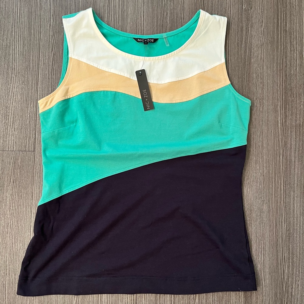 Nic + Zoe Color Block Skeeveless Top NWT L